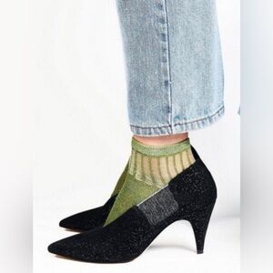 Free People Florence Glitter Suede Heels – Size 5.5 (US) – Vintage Sparkle